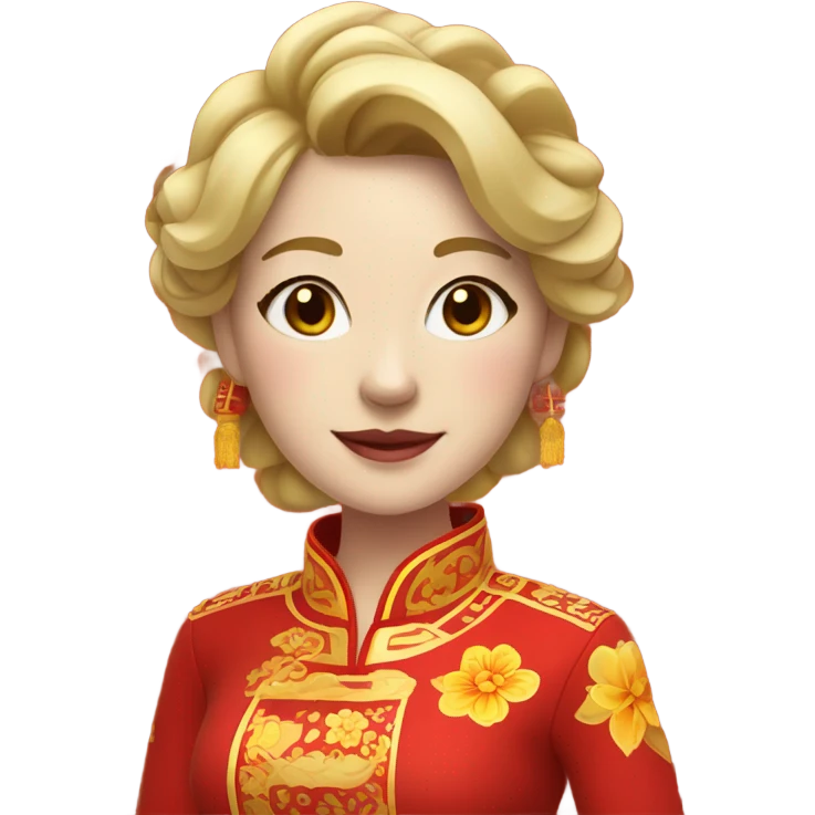 White woman with Chinese new year outfit  emoji