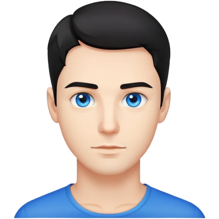 Handsome man with short black hair and electric blue eyes  emoji