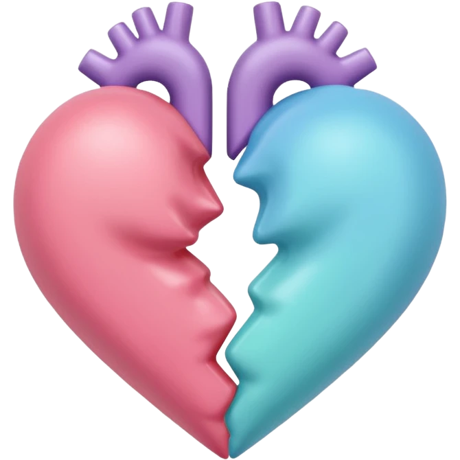 Genera un corazón que transmita paz, tranquilidad, muestre la unión de dos personas que se aman,wue los colores lo transmitan  emoji