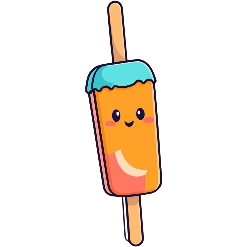 Upside down sparkly peach with popsicle stick emoji
