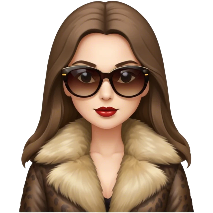 Beautiful realistic long hair light brunette mob wife with fur coat Sun Glasses emoji