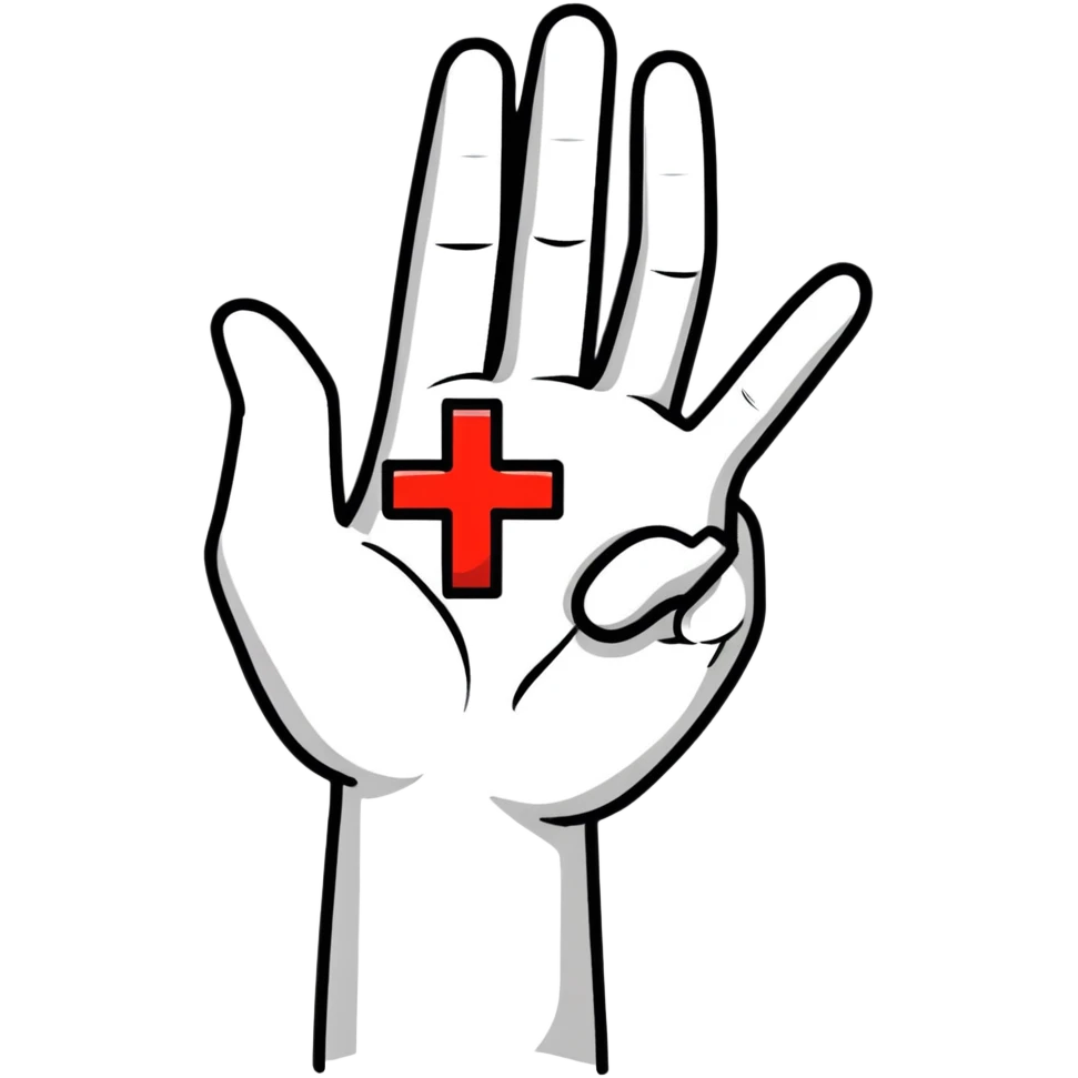 hand with a red cross emoji