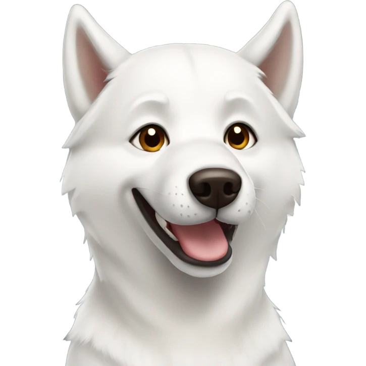 White husky with brown eyes smiling emoji