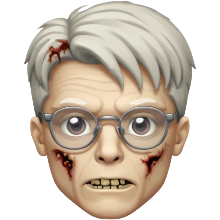 зомбы мужчина в очках с серыми глазами в очеах з прической mob cut emoji
