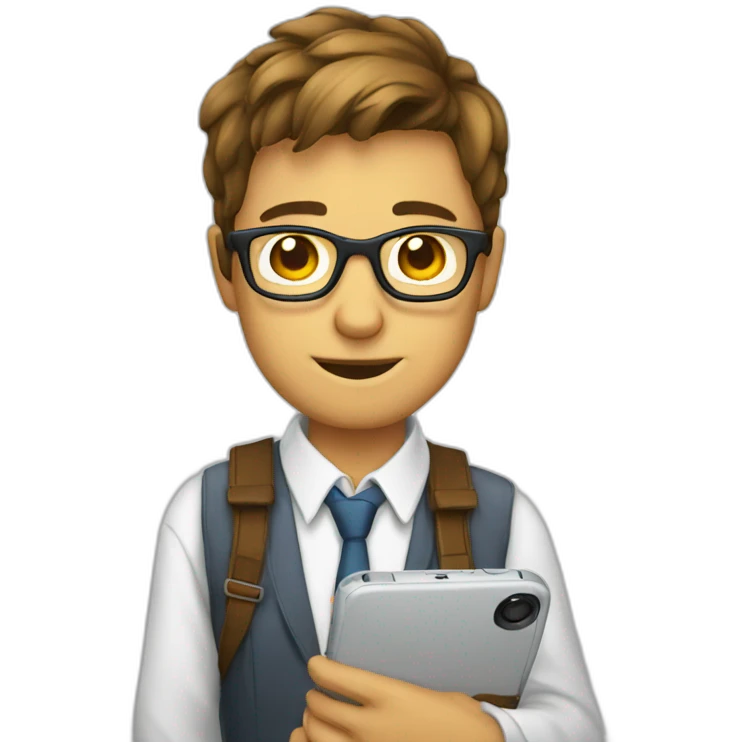 Nerd emoji with phone emoji