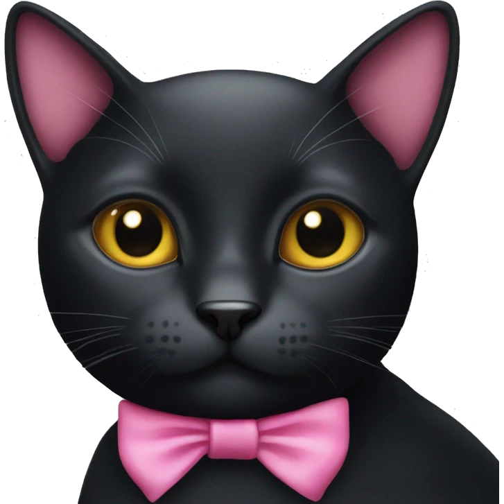 A black cat with pink ribbon on the head  emoji