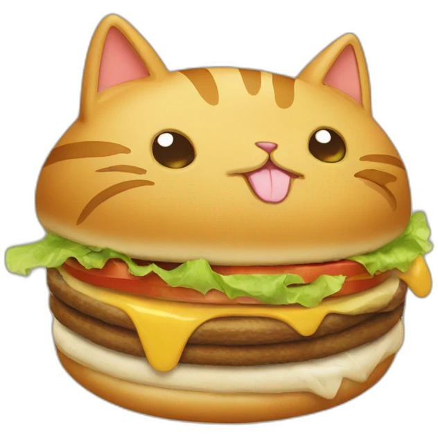 a cat eats humburger emoji