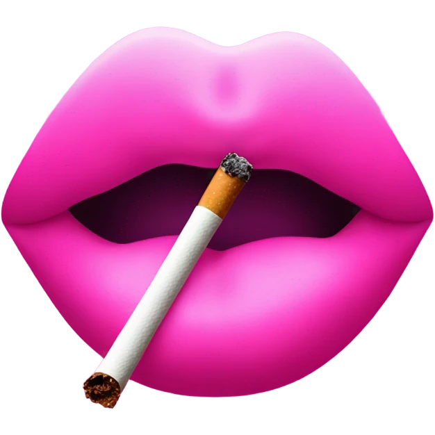 Neon pink lips are blowing smoke, and a cigarette is in her mouth emoji