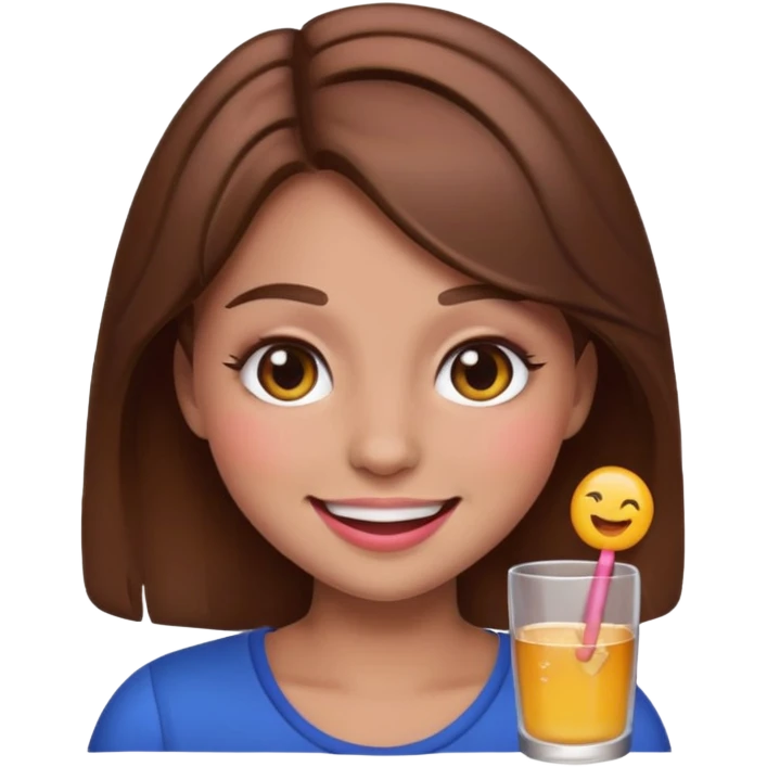 “Emoji girl, drunk blush makeup, brown hair emoji