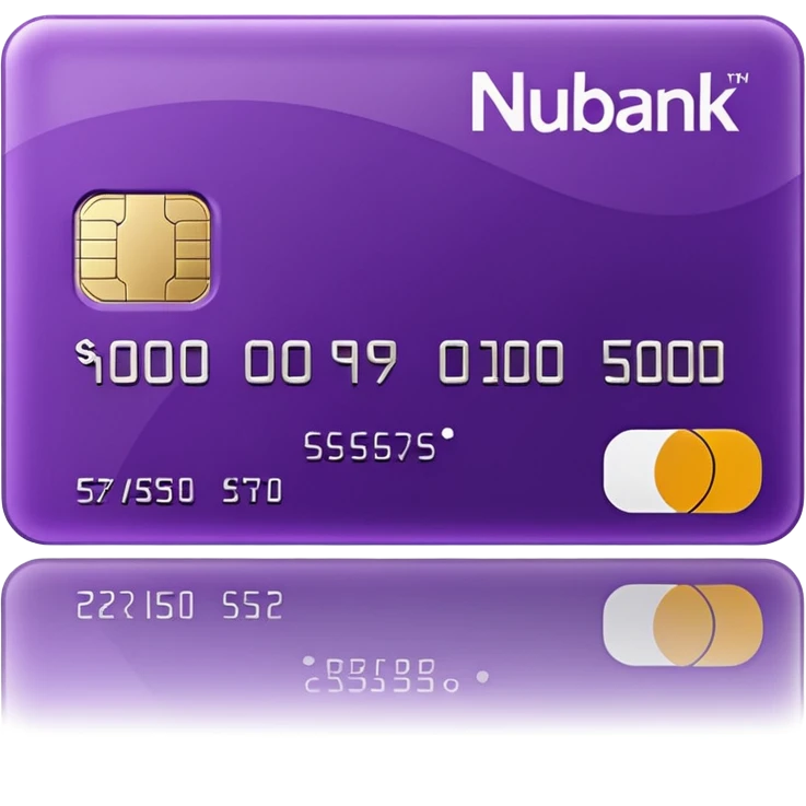 credit card, purple, writen in white "NUBANK" emoji
