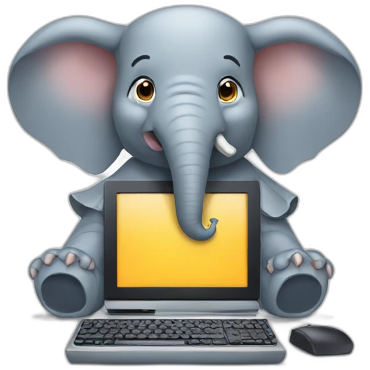 Elephant playing computer emoji