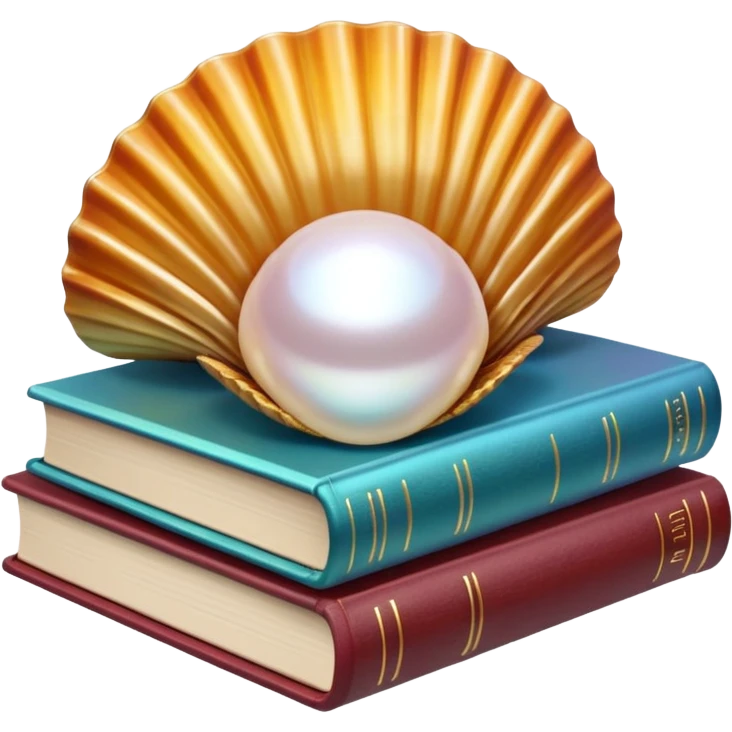 Open shell with pearl and books emoji