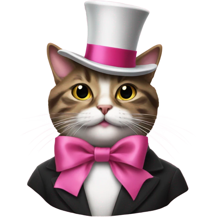 Cat with a top hat christmas and ribbon pink emoji