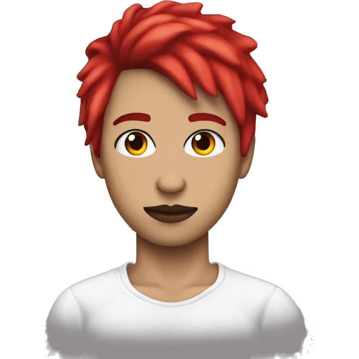 persona de pelo rojo con pecas morena maquillaje emo y polera blanca  emoji