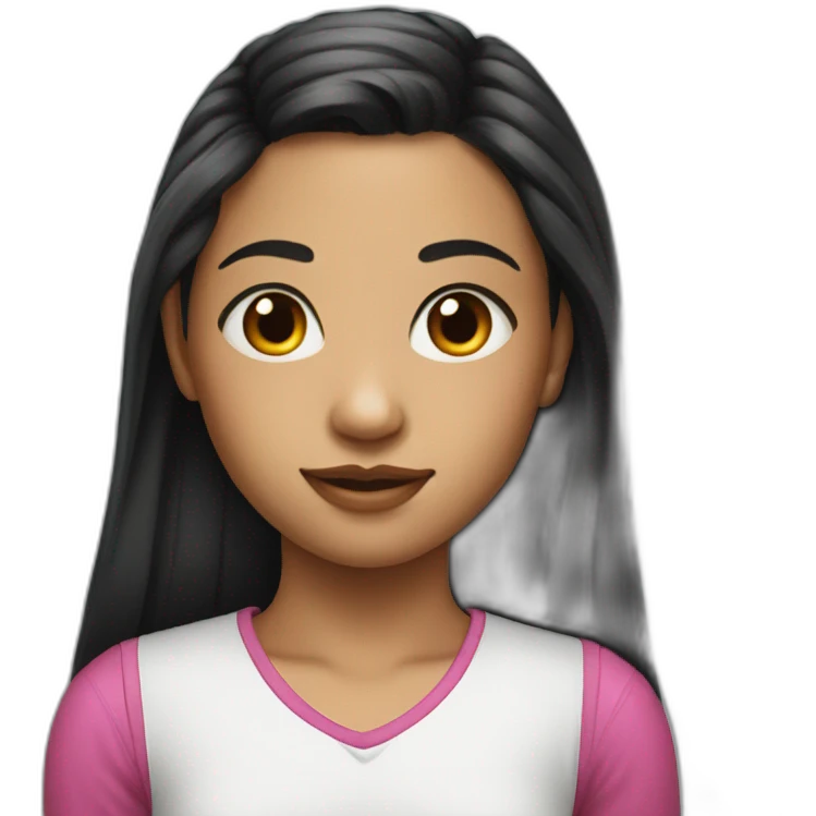 Portrait of an 11 year old girl with long black ponytail emoji