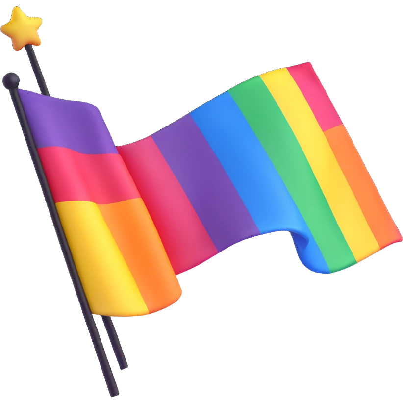 3D emoji style pride flag waving with bright colors emoji