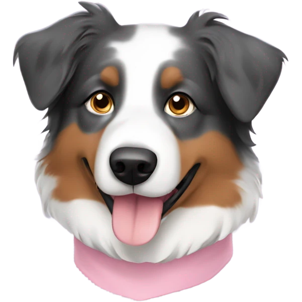 an australian shepherd with a light pink collar emoji