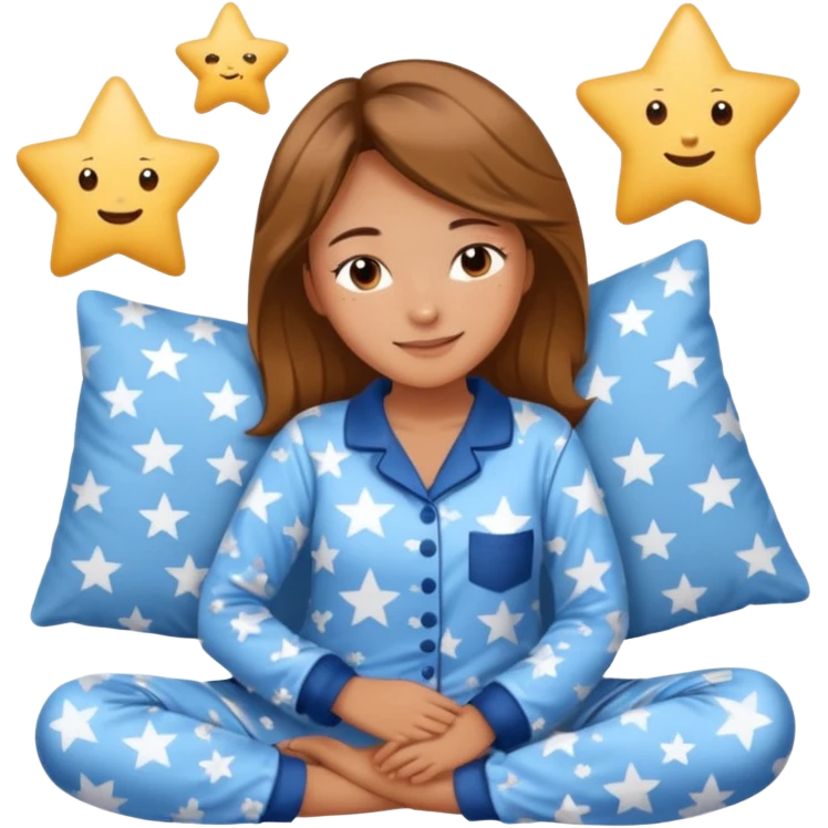  "type": "human",
      "look": "woman in star-print pyjamas, soft blue set, sleepy smile", emoji