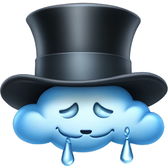 Rain cloud with a top hat  emoji