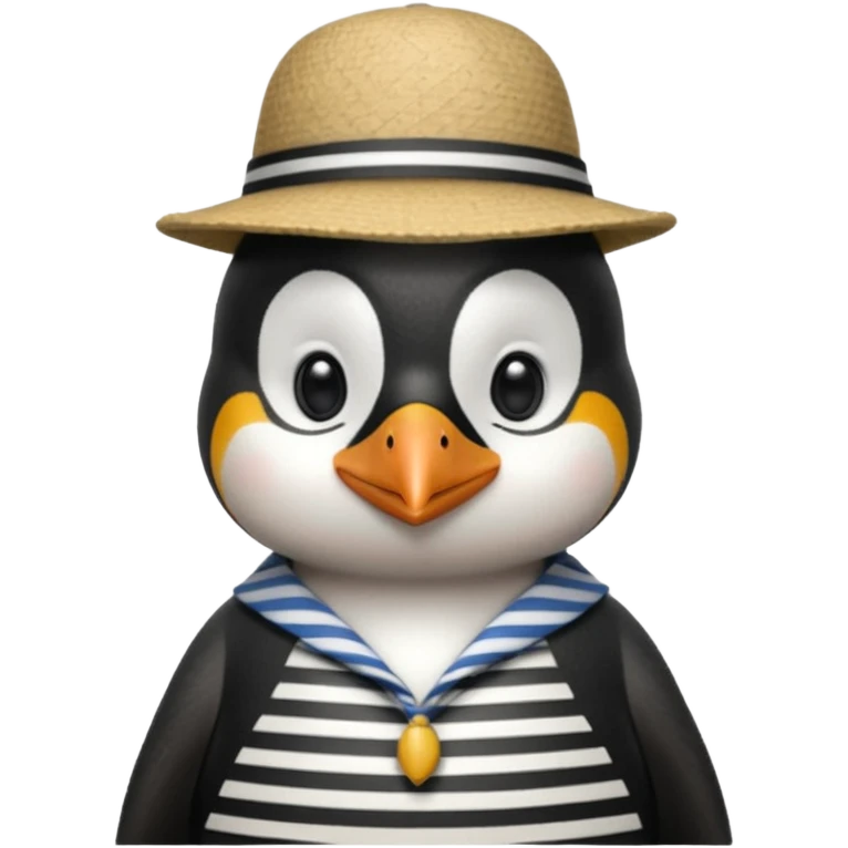 penguin wearing gondolier striped shirt and hat emoji