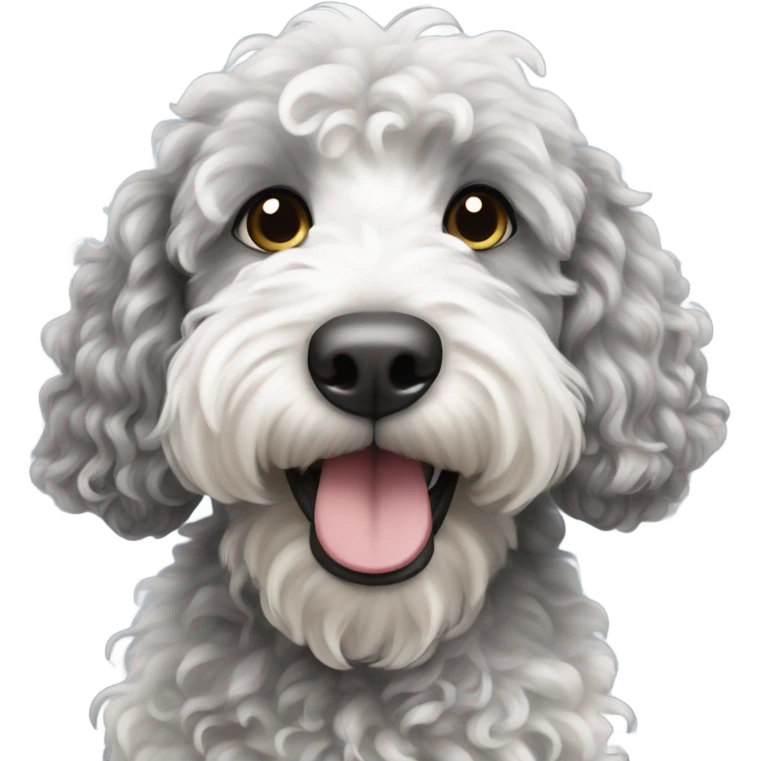 a grey and white bernadoodle emoji