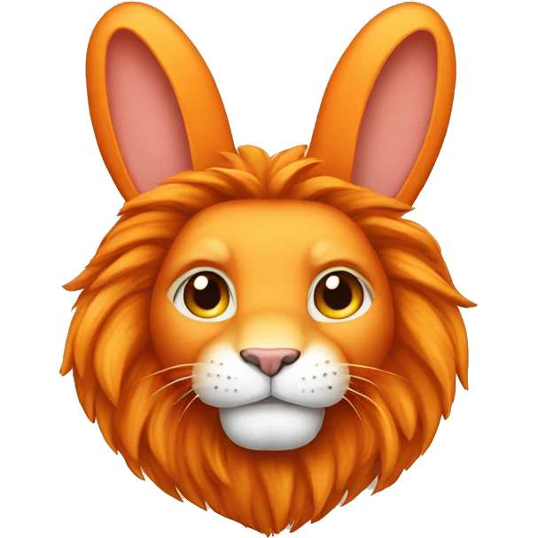 Orange lion head bunny emoji