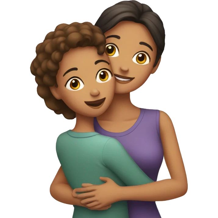 mother and adult daughter hugging emoji