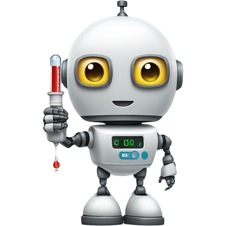 the robot holds a thermometer emoji