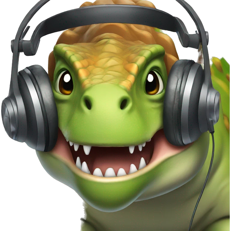 Dinosaur with headphones  emoji