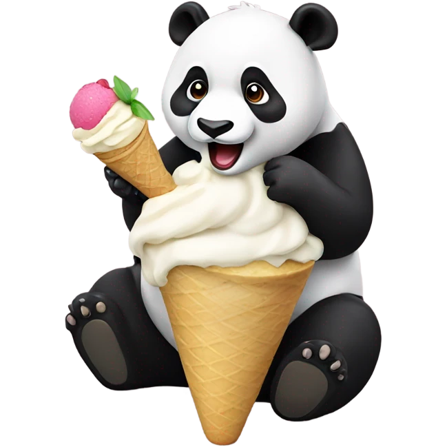 Panda eating ice cream emoji