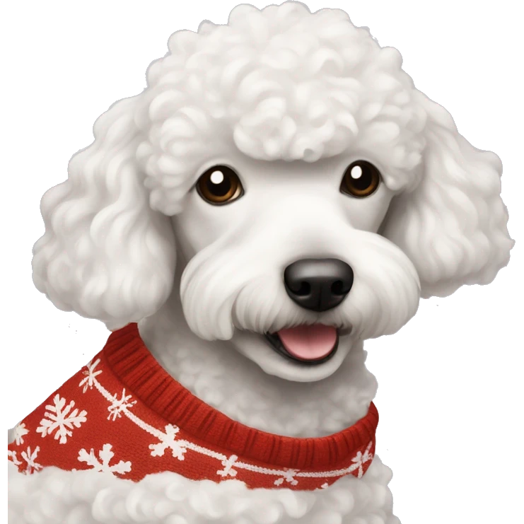 White Poodle with Christmas sweater  emoji