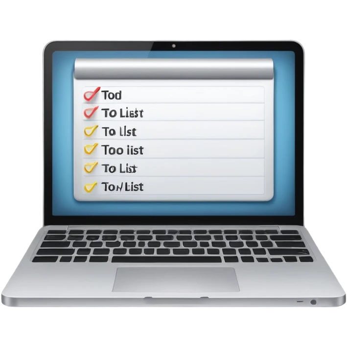 apple style emoji of a laptop with a to-do list or work tasks on the screen emoji