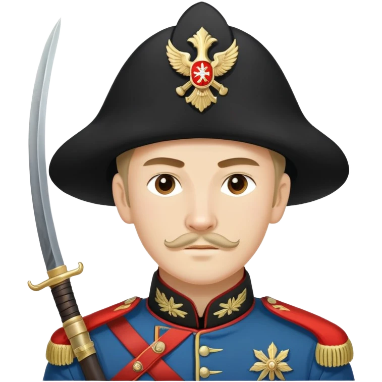 White Army Cossack cavalry soldier with traditional uniform and sabre from 1920s Russian Civil War emoji