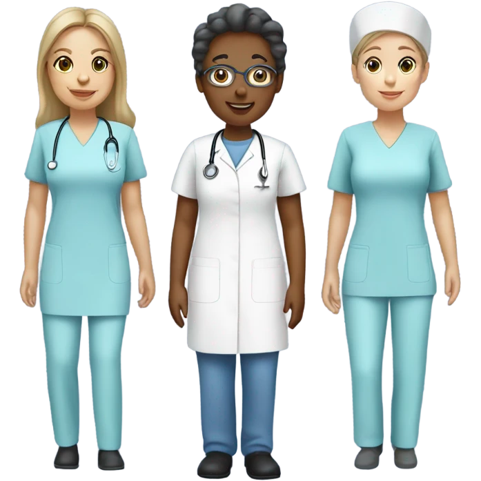A group of five nurses all ages emoji