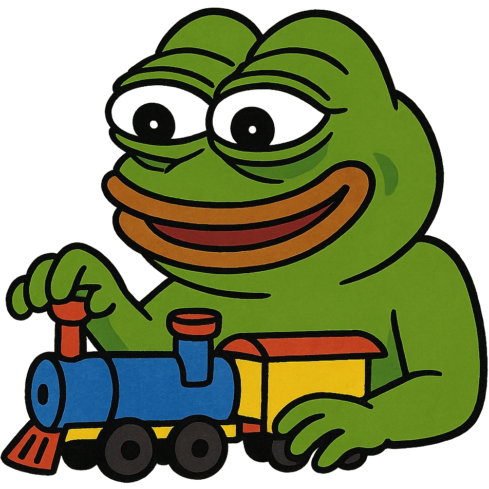 pepe playing with train emoji