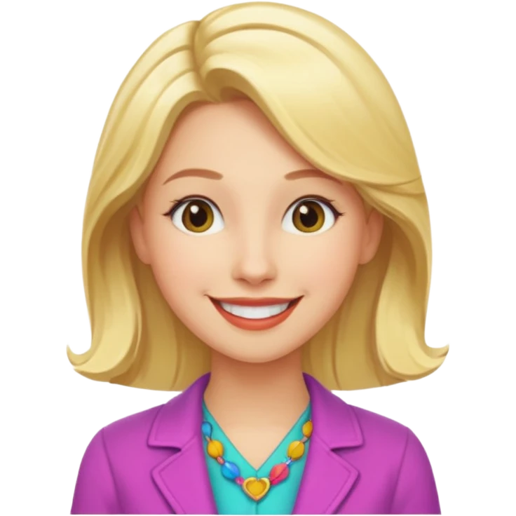 Illustrate Enid Sinclair with blonde hair, colorful outfit & cheerful smile. emoji