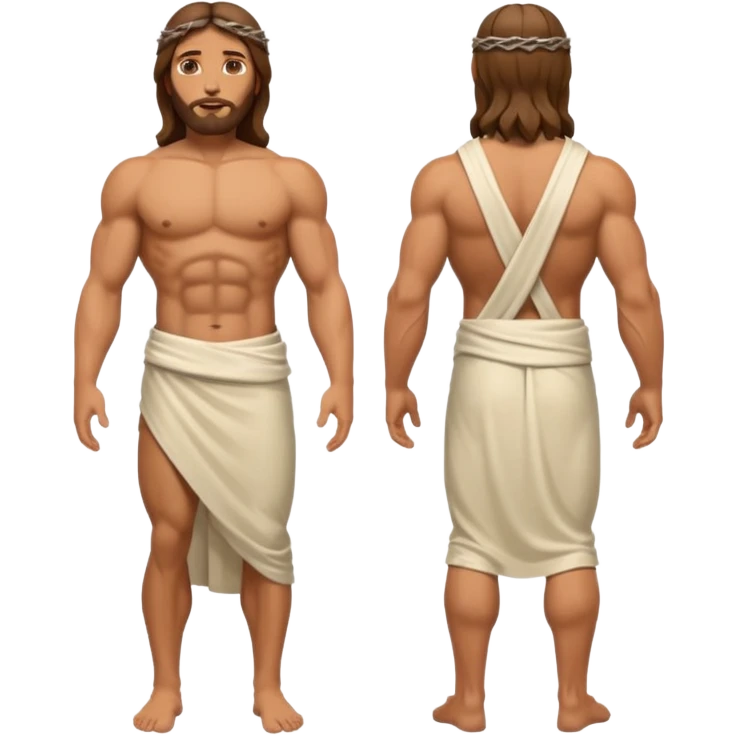 fullbody jesus christ jacked, sleeveless front and backview emoji