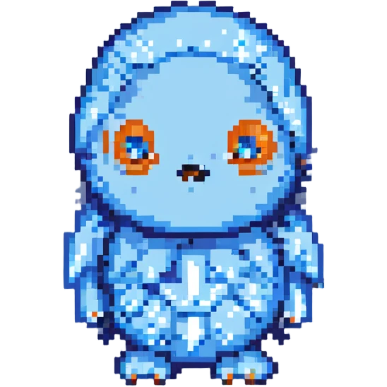 blue ghost made of swarovski crystals with an important expression in the eyes emoji