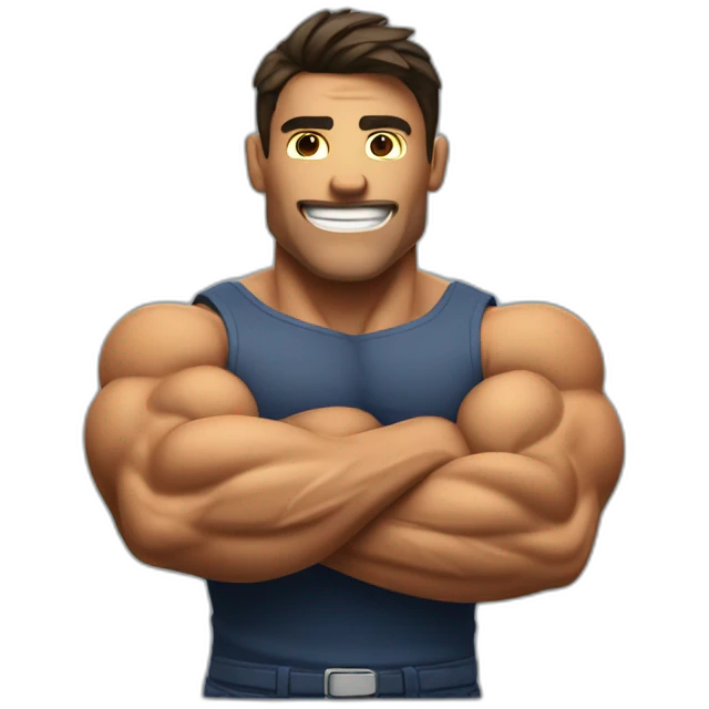 Shredded muscular manly man flexing biceps emoji