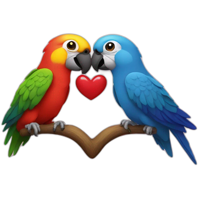 Parrots kiss heart emoji