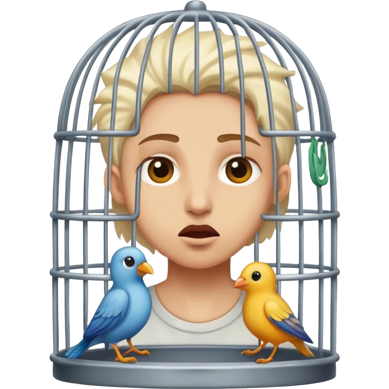 a like bird human  trapped in a cage emoji