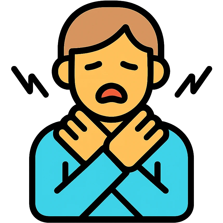 person with their hands around their neck, style 4 emoji