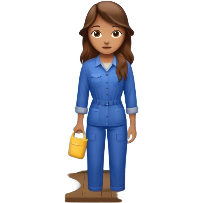 beautiful girl with long brown hair constructing new bathroom area with new shower and amenities  emoji