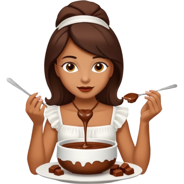 woman eating chocolate fonduefondue emoji