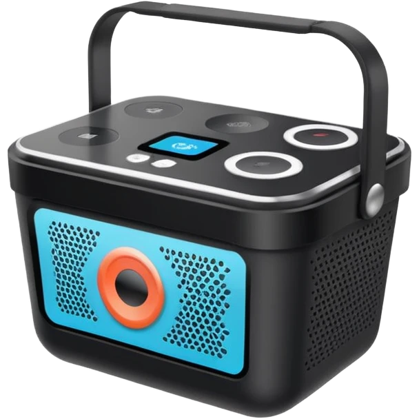 shopping basket filled with a smart speaker, fitness tracker, and digital camera emoji emoji