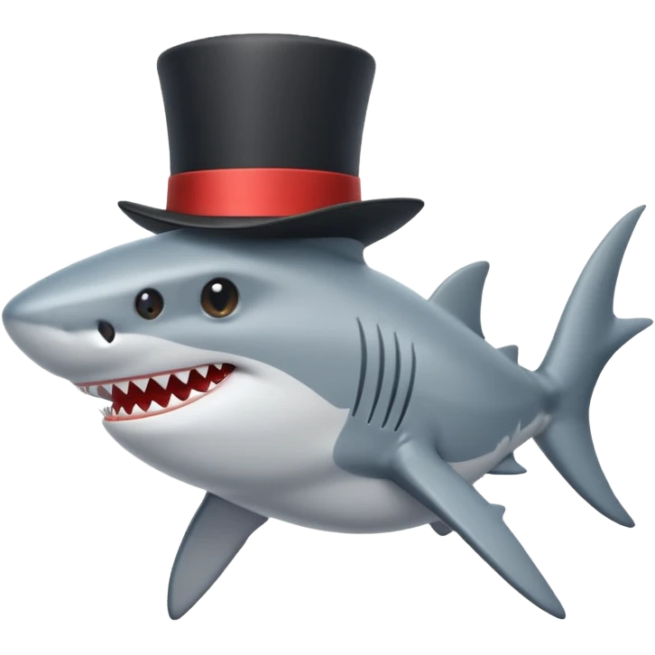 Shark with a top hat emoji