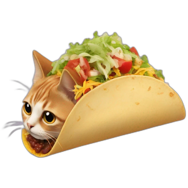 cat's head sticking out of the end of a taco emoji