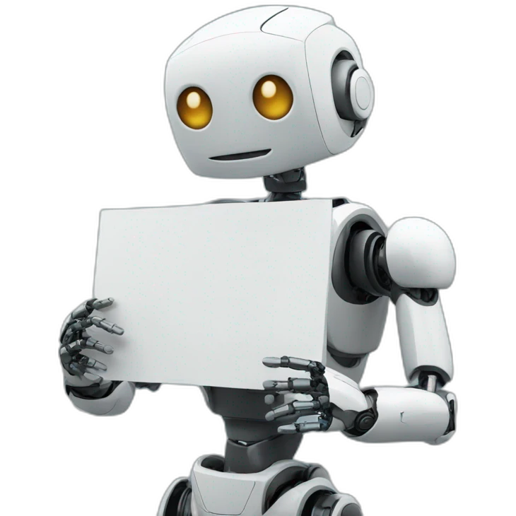 ai robot holding a sign emoji