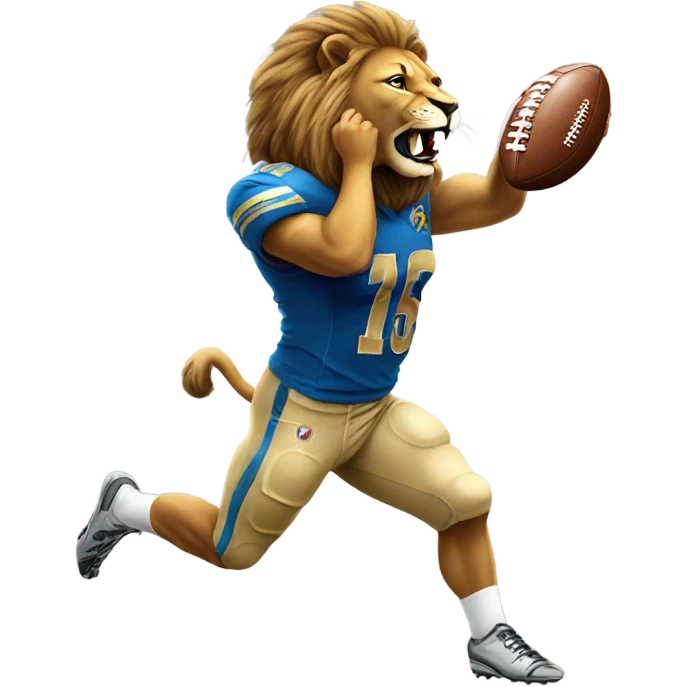 Lion catching a football emoji