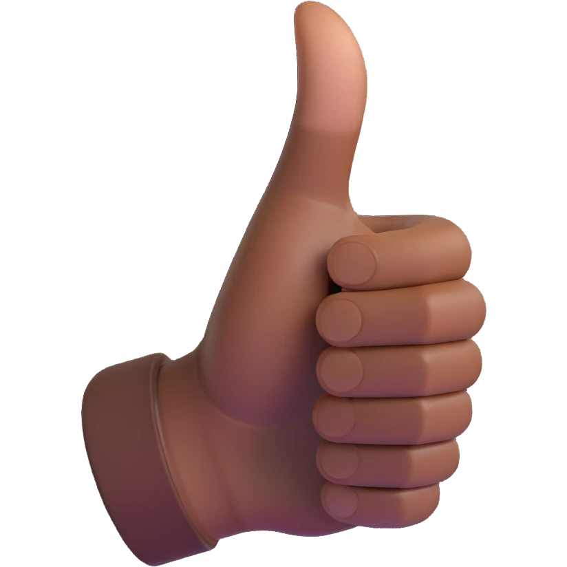 thumbs up hand gesture with dark skin tone emoji